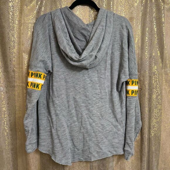 PINK Victorias Secret Oakland A's Gray Green Sequin Hoodie Sweater Small - Picture 2 of 7